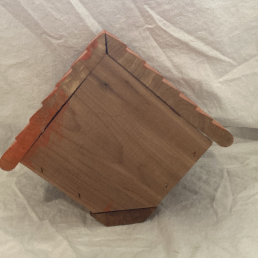 Wooden Birdhouse Orange and Cedar Wood House is NWOT Never Been Used and so Cute - Picture 7 of 12